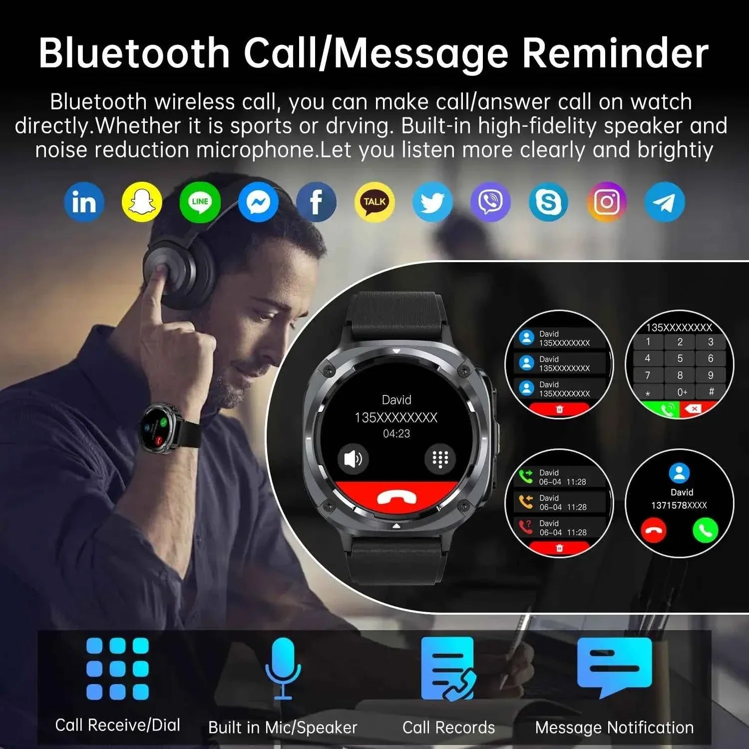 Watch 7 Ultra Smart Watch HD Round Display, Heart Rate, Blood Oxygen, GPS, Bluetooth Calling, IPX8 Waterproof