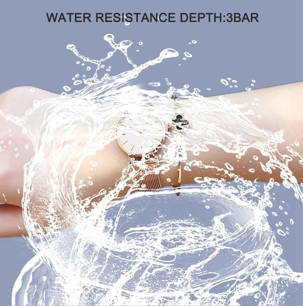 Women’s Rose Gold Quartz Watch – 36mm Minimalist Stainless Steel Waterproof Ladies Fashion Wristwatch