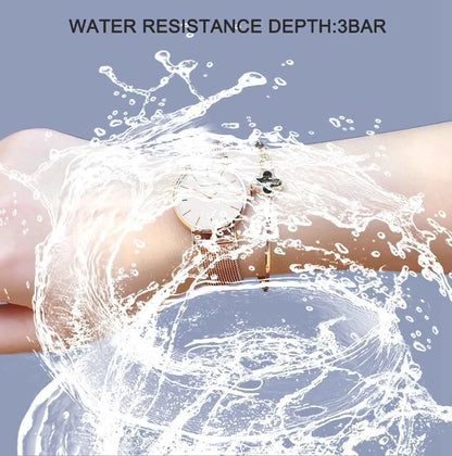 Women’s Rose Gold Quartz Watch – 36mm Minimalist Stainless Steel Waterproof Ladies Fashion Wristwatch